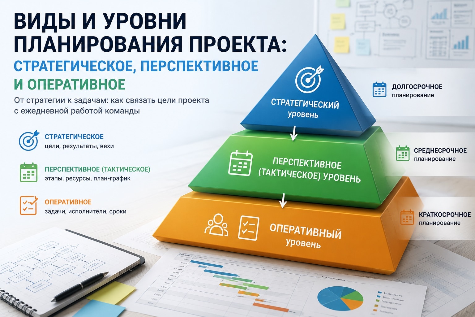 Виды планирования проекта: стратегическое, тактическое и оперативное